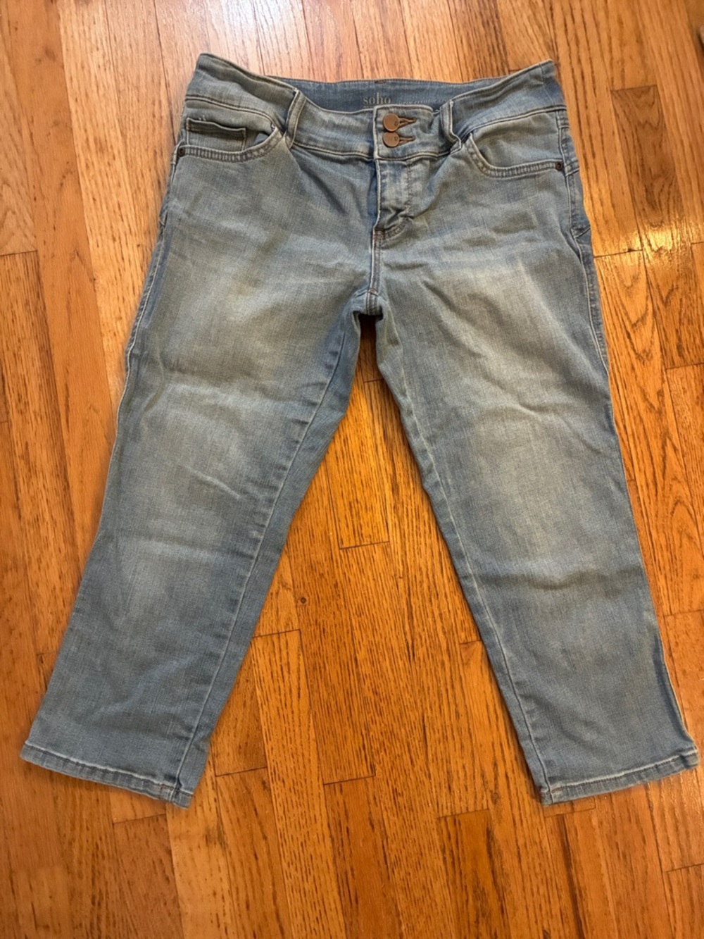 New York & Company Light Blue Cropped Ankle Jeans with Double Button